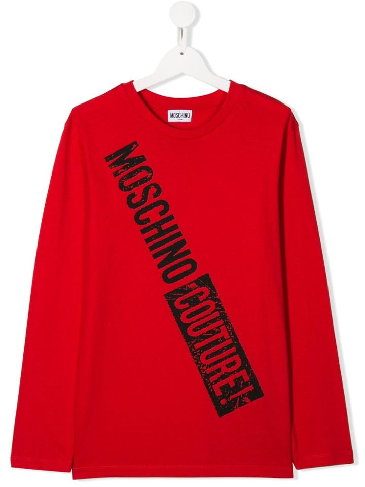 Moschino Kids Printed Logo T-shirt - Red