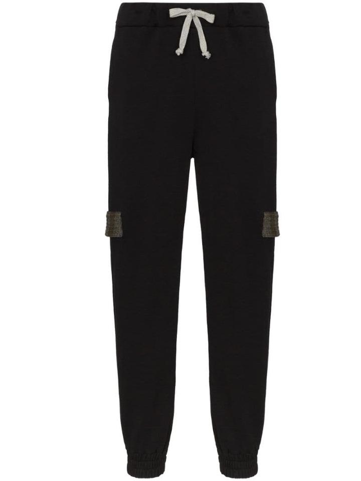 78 Stitches Contrast-strap Track Pants - Black