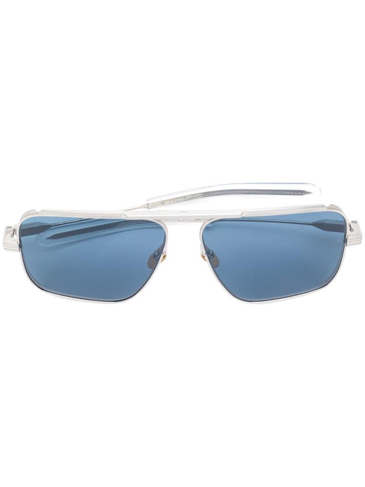 Jacques Marie Mage Blue Tinted Rectangular Sunglasses - Metallic