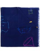 Paul Smith Embroidered Scarf - Blue