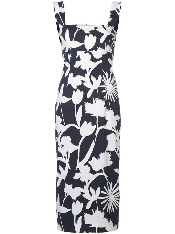 Oscar De La Renta Fitted Print Dress - Blue