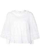 Burberry - Lace Detail Ruffle Cape Overlay Top - Women - Cotton/polyamide/viscose - 8, White, Cotton/polyamide/viscose
