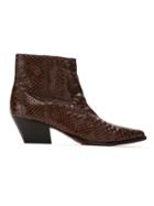 Zeferino Python Leather Boots - Brown
