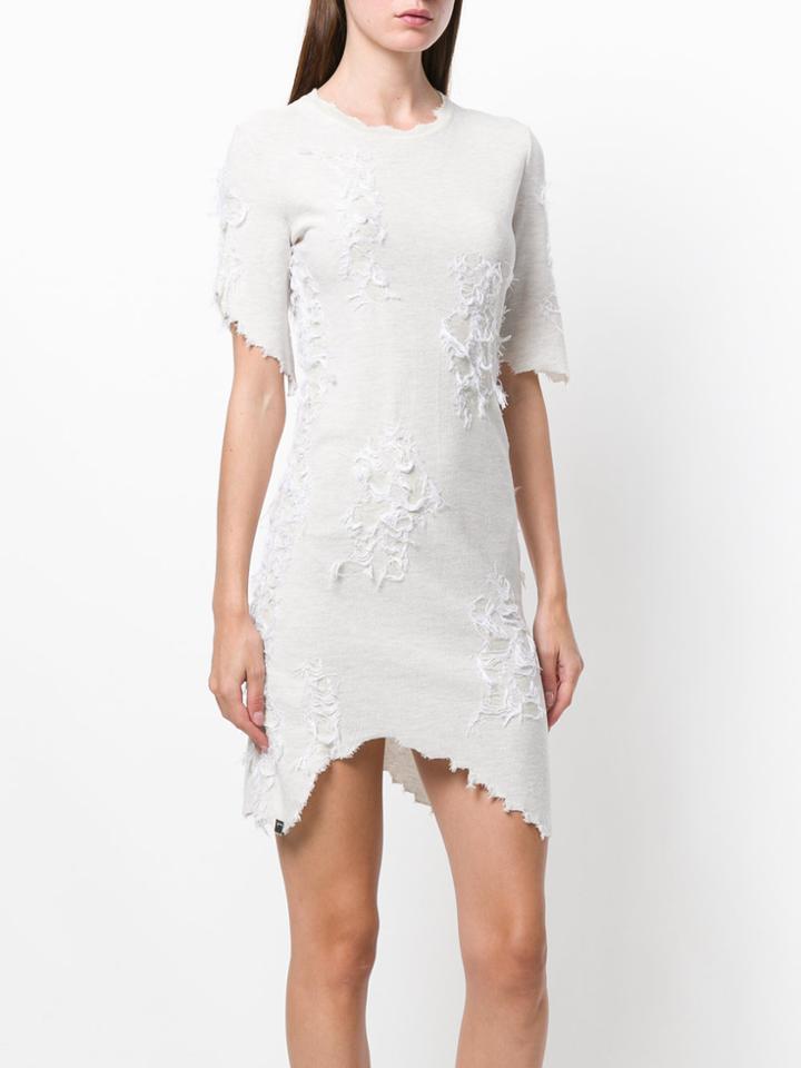 Alyx Distressed Ribbed Jersey Dress - Nude & Neutrals