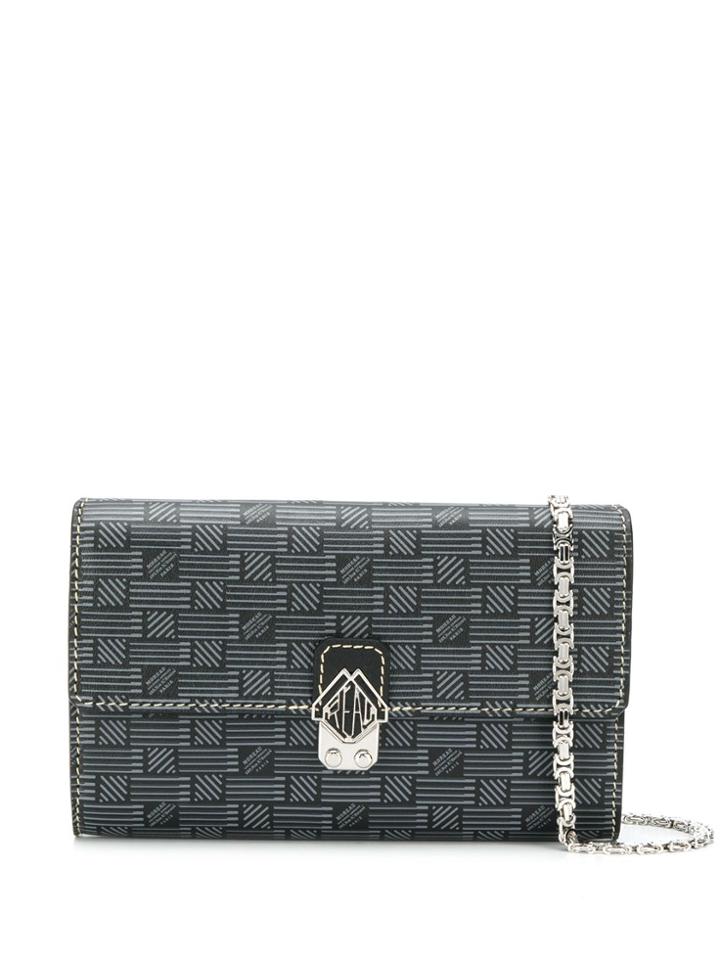 Moreau Foldover Logo Print Shoulder Bag - Black