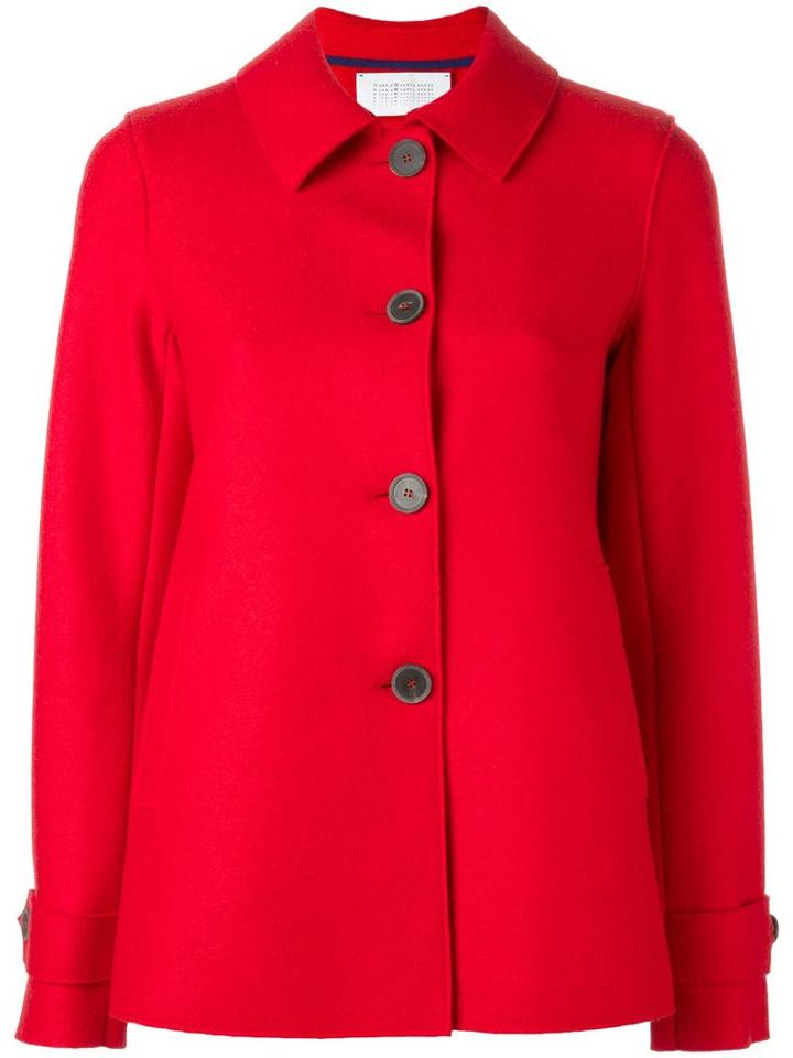 Harris Wharf London Buttoned Jacket, Women's, Size: 42, Red, Virgin Wool