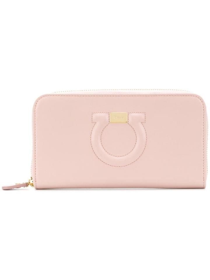 Salvatore Ferragamo Textured Gancio Wallet - Pink