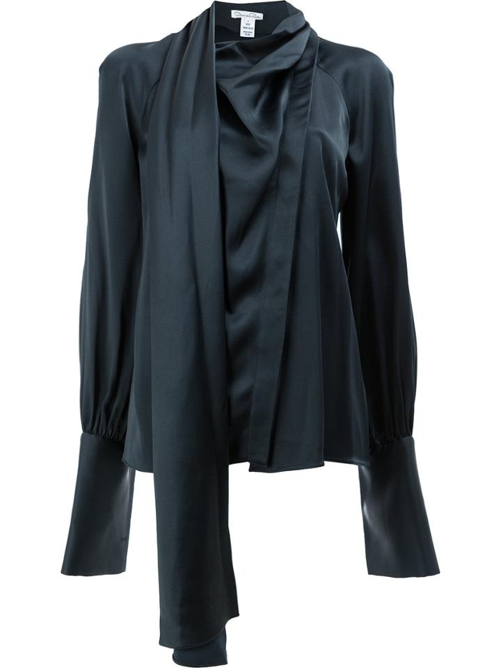 Oscar De La Renta Draped Scarf Neck Shirt - Blue