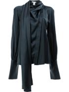 Oscar De La Renta Draped Scarf Neck Shirt - Blue