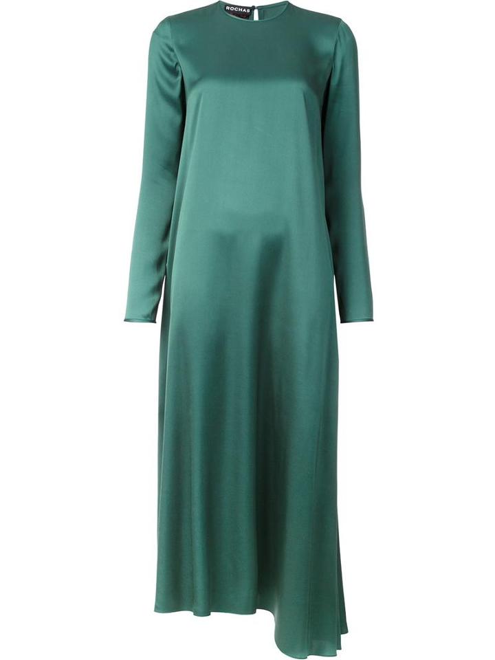 Rochas 'row' Asymmetric Dress, Women's, Size: 40, Green, Silk