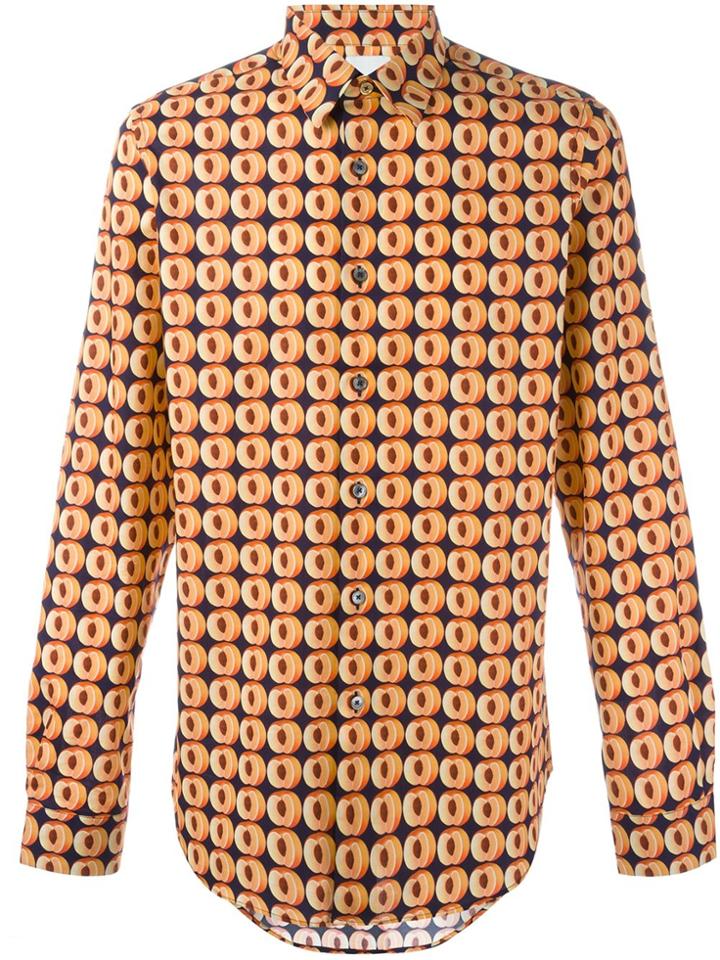 Paul Smith 'peach' Print Shirt - Blue