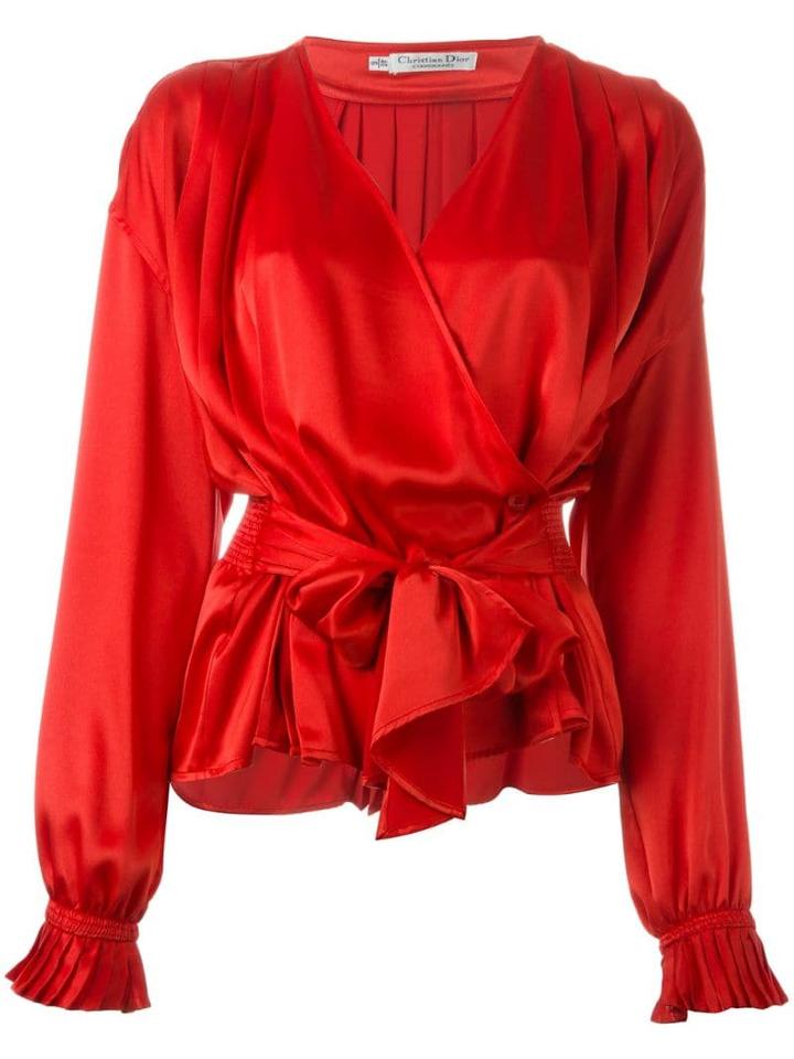 Christian Dior Pre-owned Wrap Blouse - Red