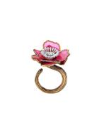 Fendi Flower Embellished Ring - Pink