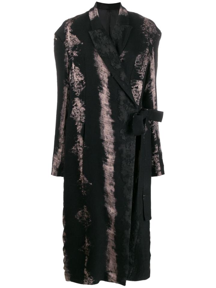 Masnada Side Tie Long Coat - Black