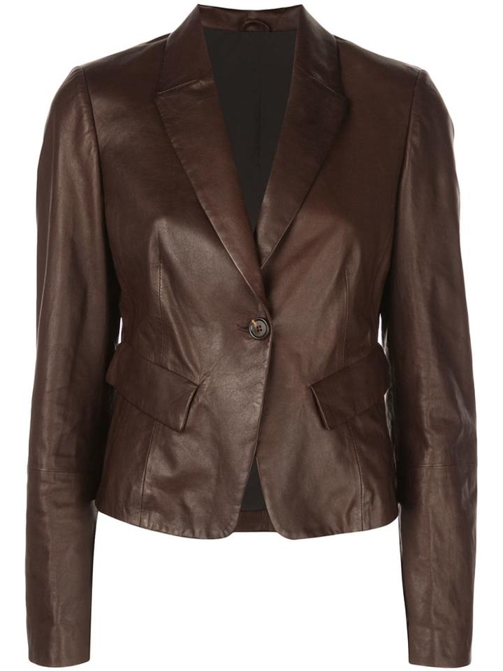 Brunello Cucinelli Leather Blazer - Brown