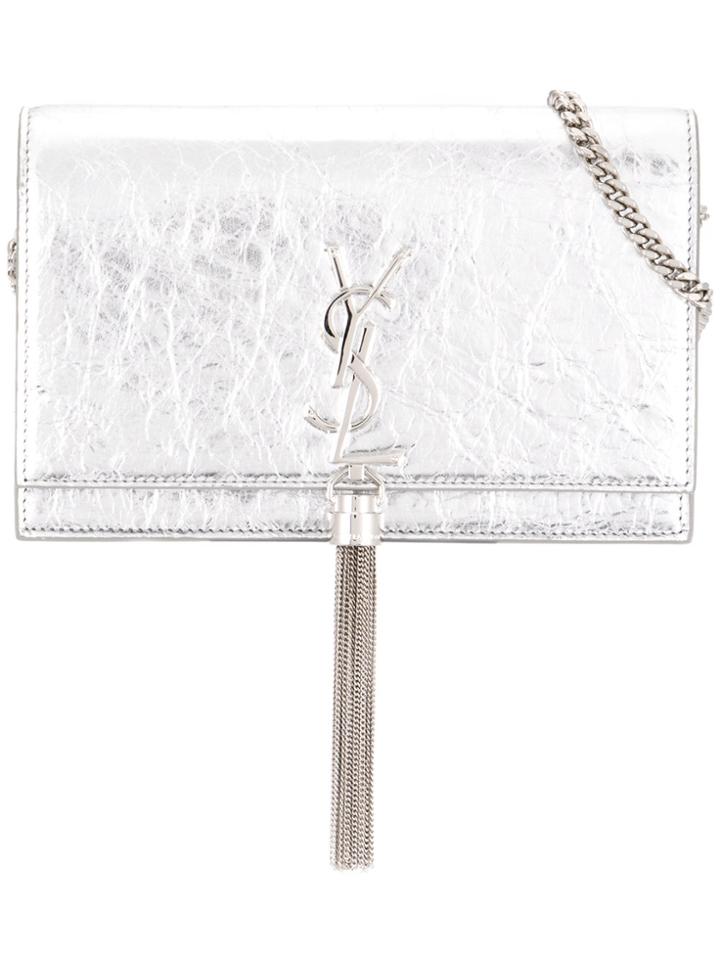 Saint Laurent Kate Monogram Tassel Chain Wallet - Metallic