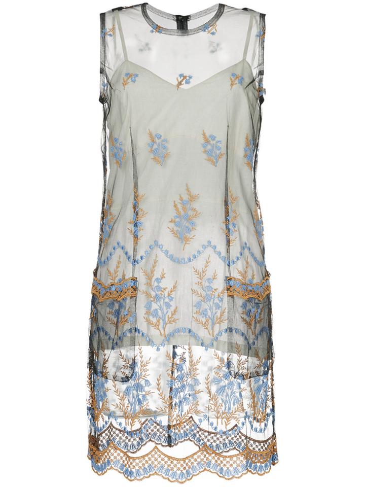 Comme Des Garçons Vintage Sheer Embroidered Dress - Black