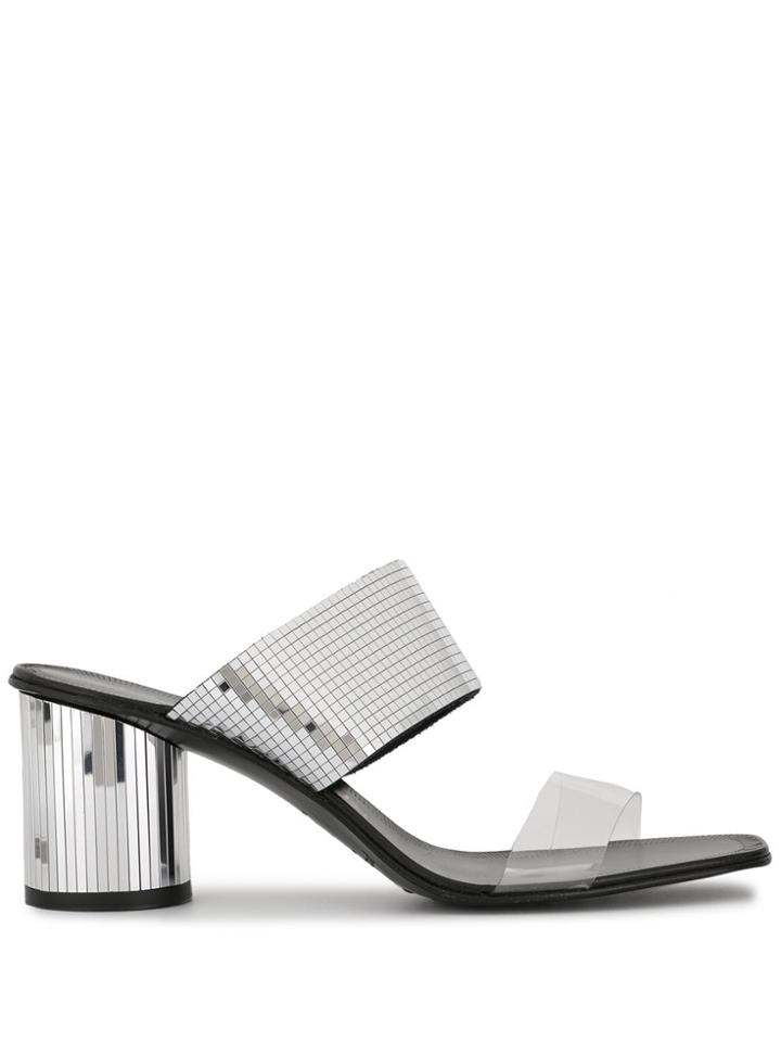 Pedro Garcia Metallic Mid-heel Sandals - Black