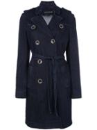 Luisa Cerano Button-embellished Coat, Women's, Size: 38, Blue, Cotton/elastodiene/spandex/elastane