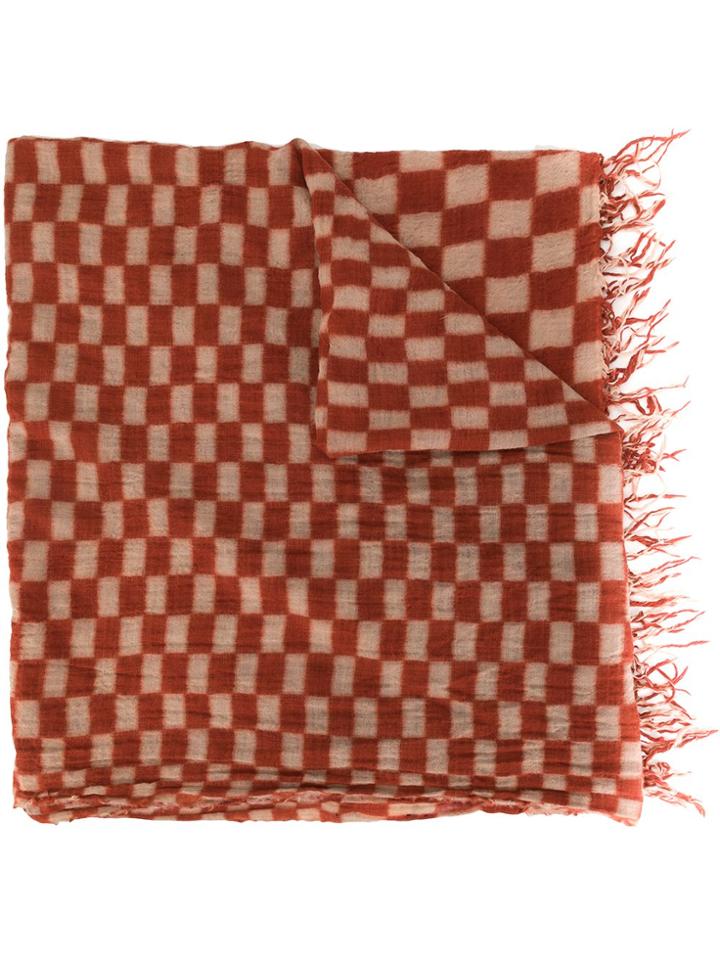 Uma Wang Oversized Checked Scarf - Red