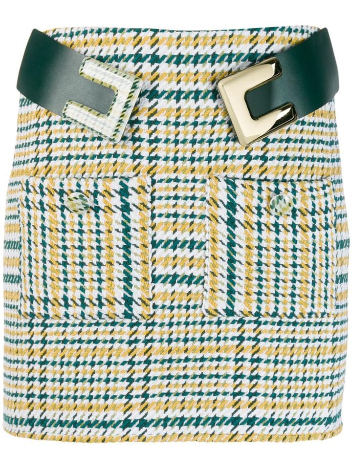 Elisabetta Franchi Checkered Mini Skirt - White