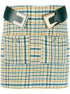 Elisabetta Franchi Checkered Mini Skirt - White
