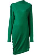 Maison Margiela Asymmetric Hem Dress, Women's, Size: 42, Green, Silk/wool