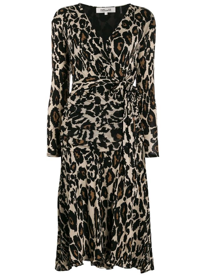Diane Von Furstenberg Animal-print Wrap-effect Dress - Neutrals