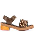 Marni Beaded Sandals - Brown