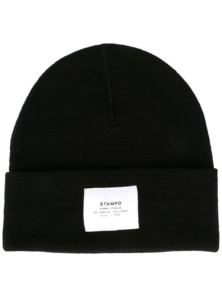 Stampd Logo Patch Beanie Hat, Men's, Black, Wool