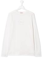 Pinko Kids Teen Glittered Logo Top - White