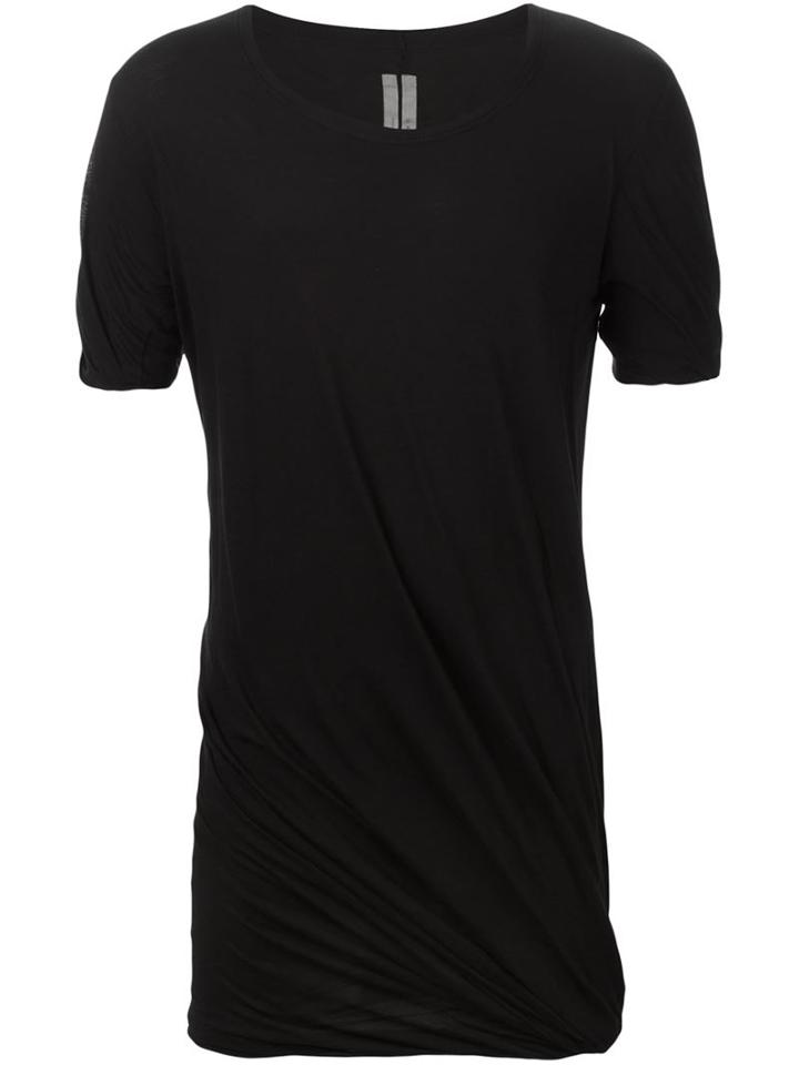 Rick Owens Draped T-shirt, Men's, Size: Large, Black, Cotton