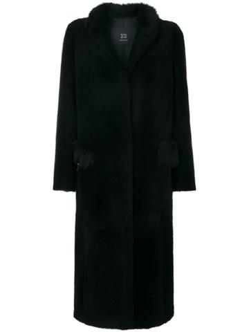 23 Out Of Rules Coat With Fur Collar - Black