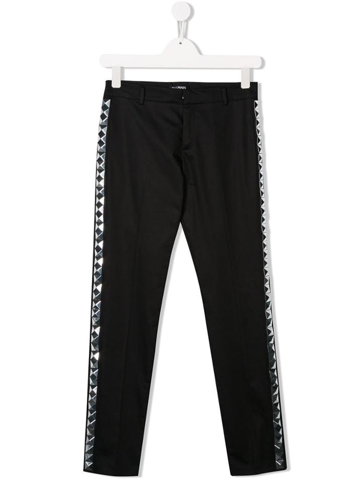 Balmain Kids Teen Side Panelled Tailored Trousers - Black