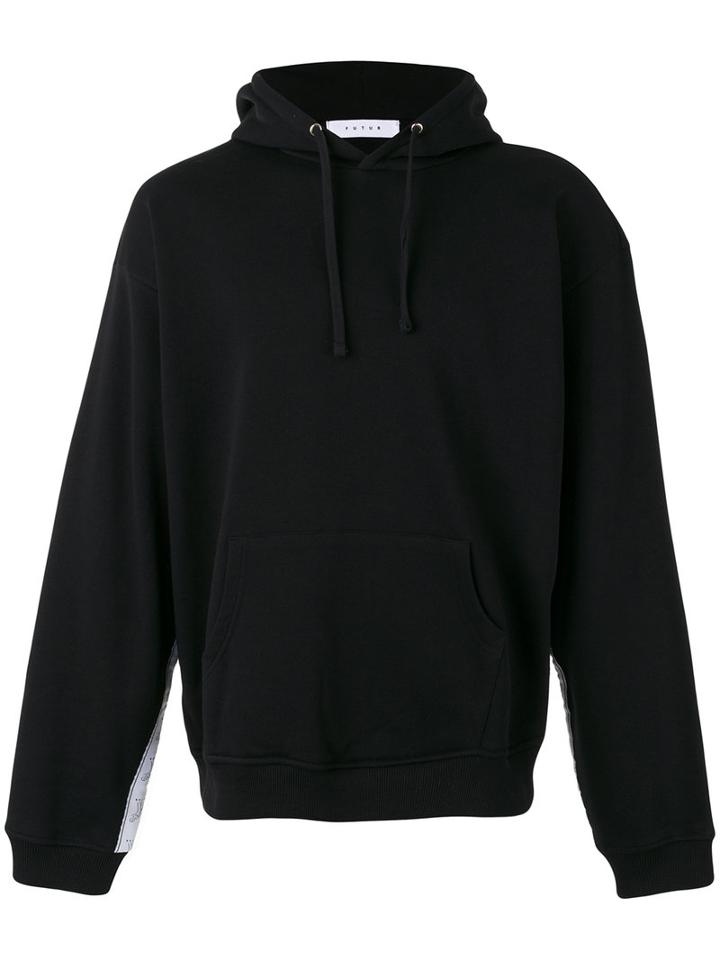 Futur - Striped Sleeve Hoodie - Men - Cotton - L, Black, Cotton