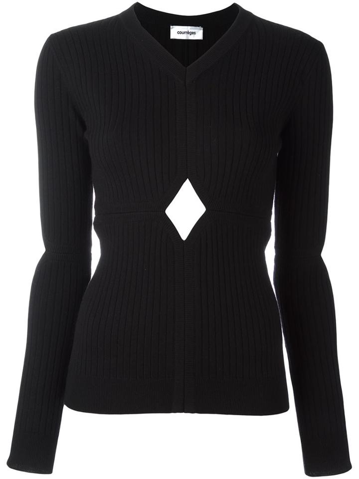 Courrèges Cut-off Detail Knit Blouse, Women's, Size: 1, Black, Merino/polyamide/spandex/elastane