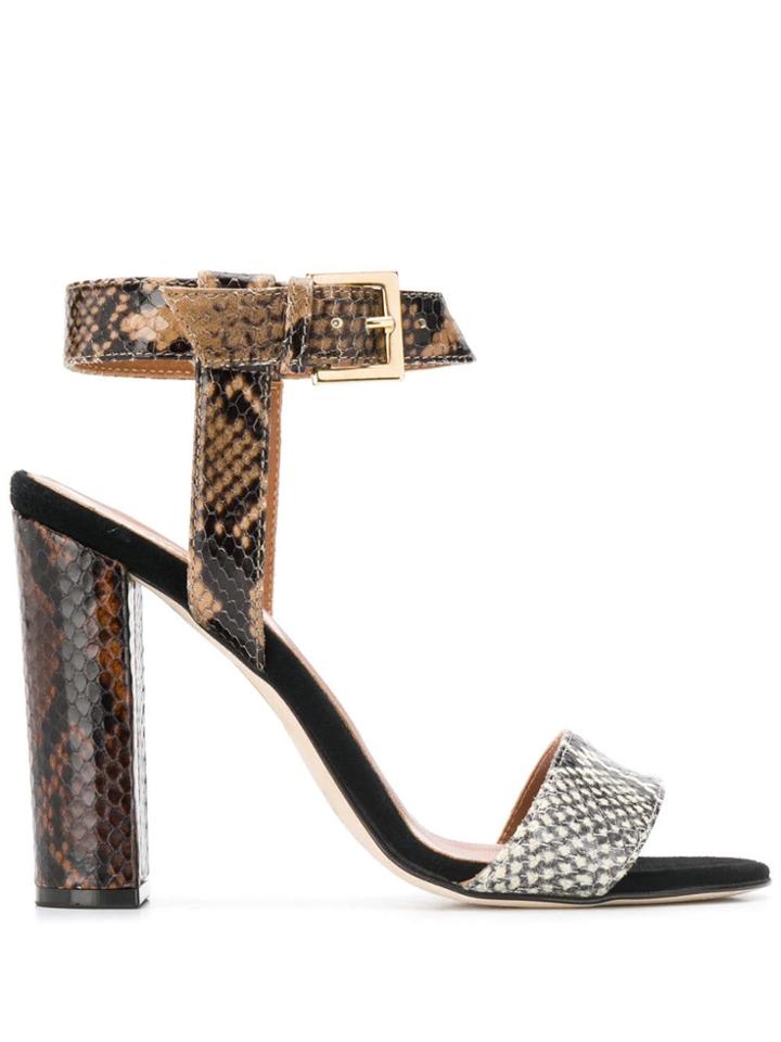 Paris Texas Snakeskin Effect Sandals - Brown