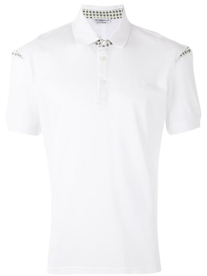 Alexander Mcqueen - Printed Trim Polo Shirt - Men - Cotton - L, White, Cotton