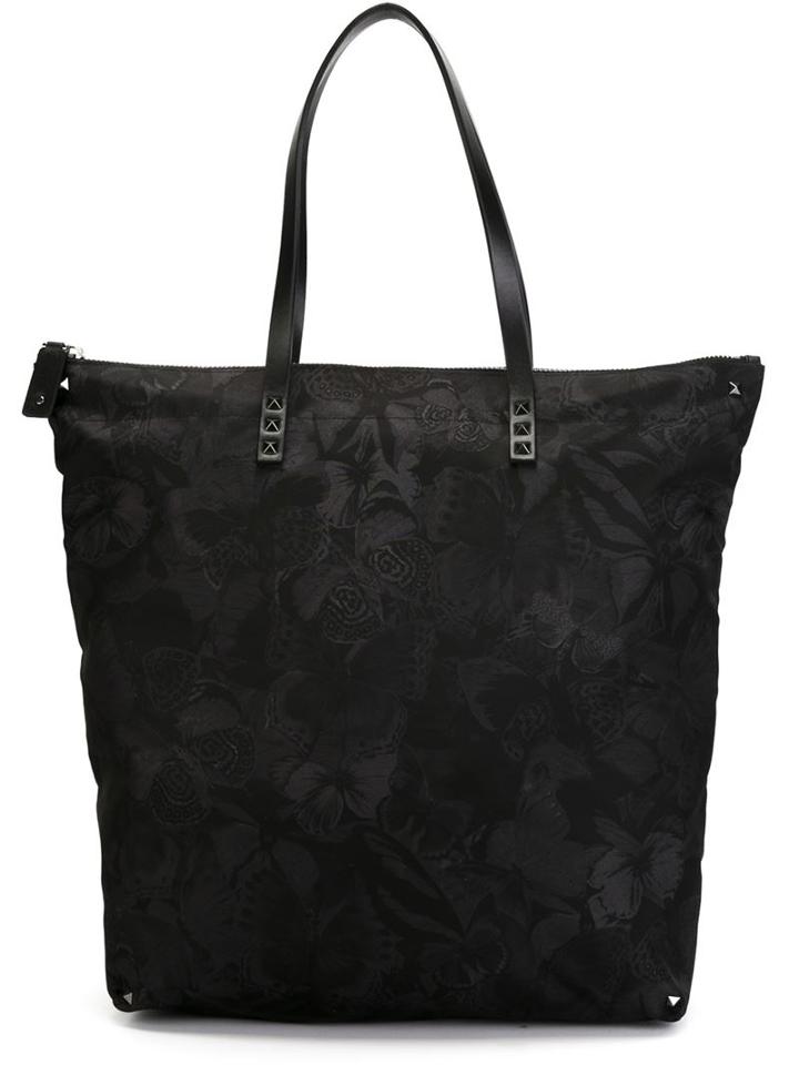Valentino 'camubutterfly' Shopper Tote, Men's, Black, Leather/nylon