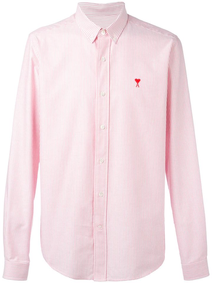 Ami Alexandre Mattiussi - Striped Oxford Shirt - Men - Cotton - 43, Red, Cotton