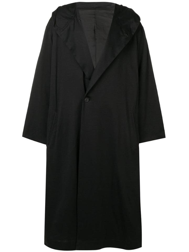 Yohji Yamamoto Long Hooded Coat - Black