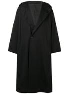 Yohji Yamamoto Long Hooded Coat - Black
