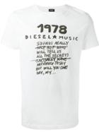 Diesel Printed Slogan T-shirt, Men's, Size: Large, White, Cotton
