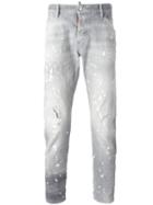 Dsquared2 Sexy Twist Bleached Splatter Jeans, Men's, Size: 42, Grey, Cotton/spandex/elastane