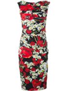 Dolce & Gabbana Daisy And Poppy Print Dress, Women's, Size: 40, Black, Silk/spandex/elastane