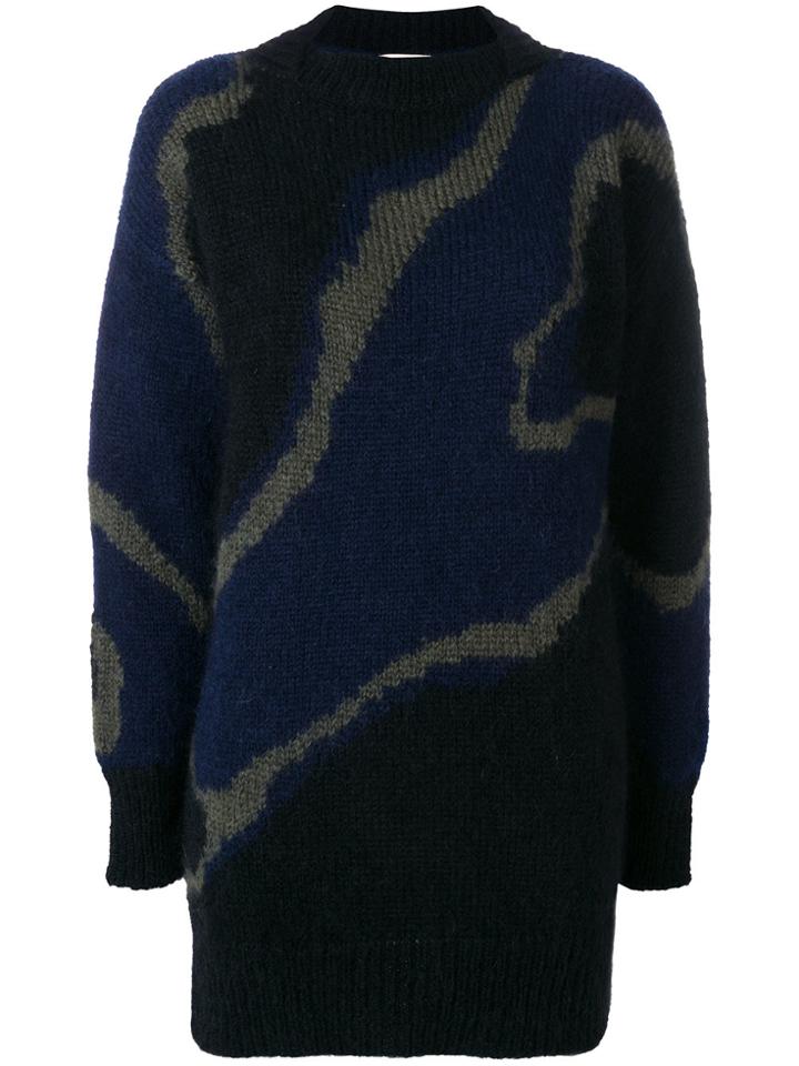 Wunderkind Oversized Patterned Sweater - Blue