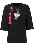 Dolce & Gabbana Perfume Bottle Patch Blouse, Women's, Size: 46, Black, Silk