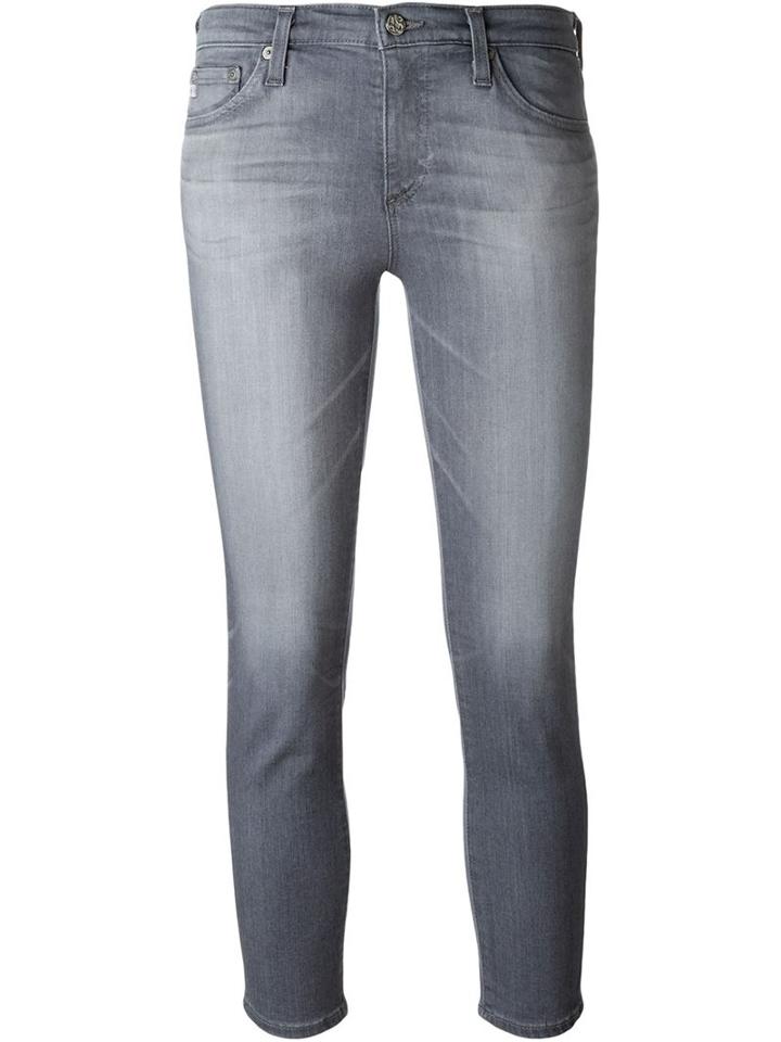 Ag Jeans Washed Effect Cropped Skinny Jeans, Women's, Size: 32, Grey, Rayon/cotton/polyester/polyurethane