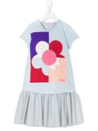 Fendi Kids Flower Print Dress, Girl's, Size: 8 Yrs, Blue