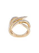 Gisele For Eshvi Diamond Encrusted 18kt Gold Ring - Metallic